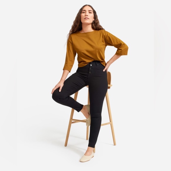 Everlane High Rise Skinny Jean Ankle in Black - Picture 4 of 11